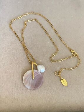 Lizzie Fortunato Gold Tone Paperclip Charm Necklace